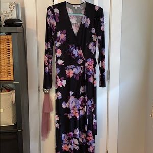Long sleeve maxi wrap dress